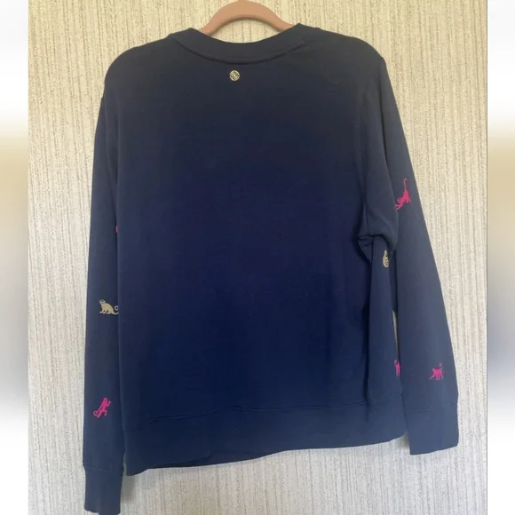 NWT Lilly Pulitzer Size Medium Ballad Sweatshirt Low Tidy Navy Monkey Half Drop - Picture 10 of 11